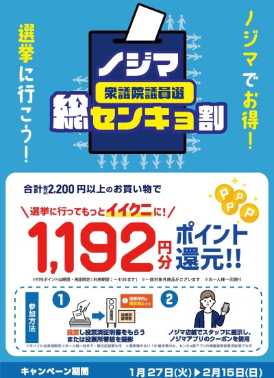 選挙に行こう！総センキョ割